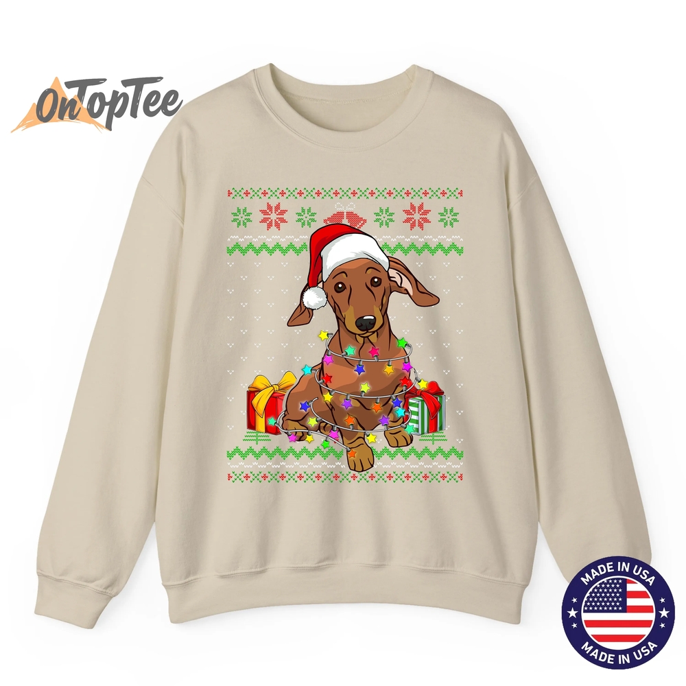 Dachshund Dog Lover Ugly Christmas Lights Sweatshirt Dachshund Dog Lover Ugly Christmas Lights Sweatshirt