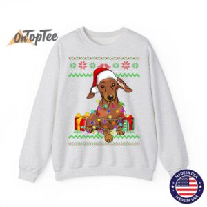 Dachshund Dog Lover Ugly Christmas Lights Sweatshirt 1 Dachshund Dog Lover Ugly Christmas Lights Sweatshirt 02