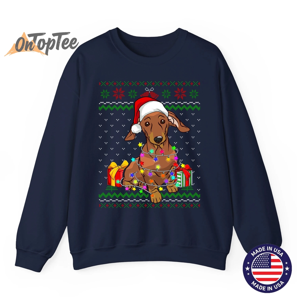 Dachshund Dog Lover Ugly Christmas Lights Sweatshirt Dachshund Dog Lover Ugly Christmas Lights Sweatshirt