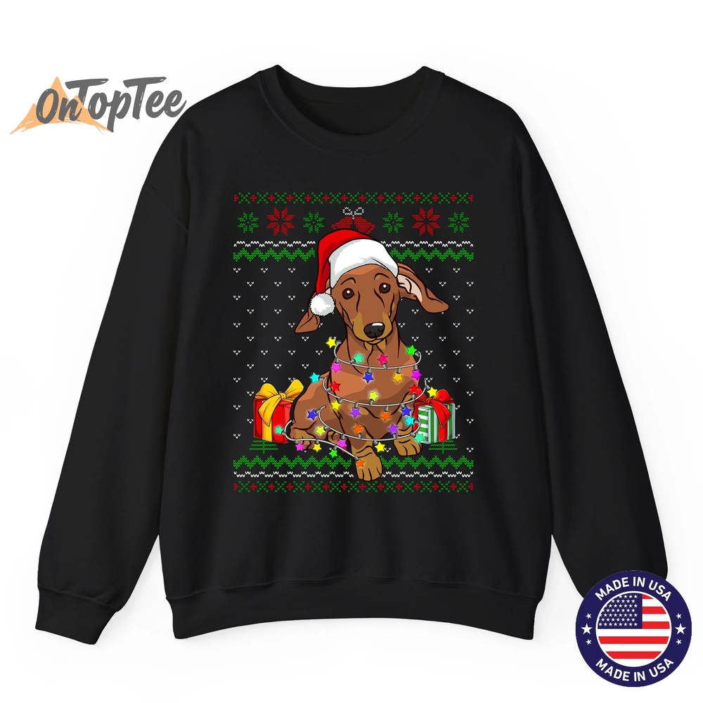 Dachshund Dog Lover Ugly Christmas Lights Sweatshirt Dachshund Dog Lover Ugly Christmas Lights Sweatshirt
