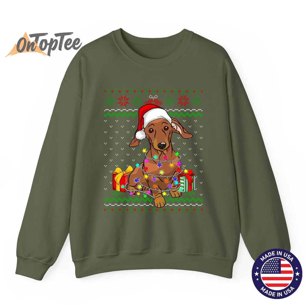 Dachshund Dog Lover Ugly Christmas Lights Sweatshirt Dachshund Dog Lover Ugly Christmas Lights Sweatshirt