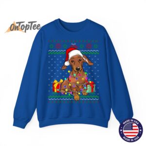 Dachshund Dog Lover Ugly Christmas Lights Sweatshirt 9 Dachshund Dog Lover Ugly Christmas Lights Sweatshirt 10