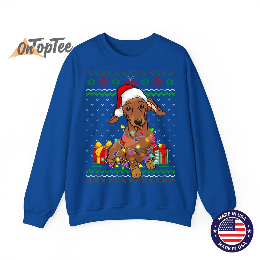 Dachshund Dog Lover Ugly Christmas Lights Sweatshirt Dachshund Dog Lover Ugly Christmas Lights Sweatshirt