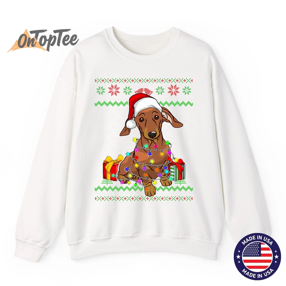 Dachshund Dog Lover Ugly Christmas Lights Sweatshirt Dachshund Dog Lover Ugly Christmas Lights Sweatshirt