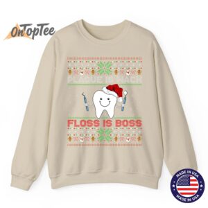 Dentist Plaque Wack Floss Is Boss Ugly Christmas Sweatshirt