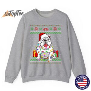English Bulldog Dog Lover Ugly Christmas Lights Sweatshirt 05