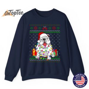 English Bulldog Dog Lover Ugly Christmas Lights Sweatshirt