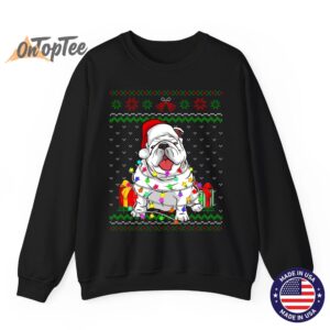 English Bulldog Dog Lover Ugly Christmas Lights Sweatshirt 08