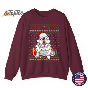 English Bulldog Dog Lover Ugly Christmas Lights Sweatshirt 10
