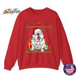 English Bulldog Dog Lover Ugly Christmas Lights Sweatshirt 12
