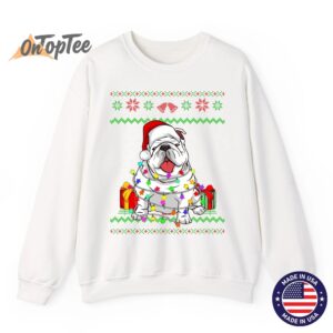 English Bulldog Dog Lover Ugly Christmas Lights Sweatshirt 13