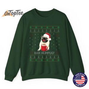 Funny Bah Humpug Cute Dog Lover Ugly Christmas Sweatshirt 09