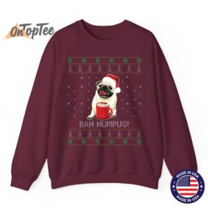 Funny Bah Humpug Cute Dog Lover Ugly Christmas Sweatshirt 10