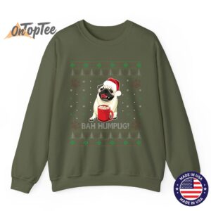 Funny Bah Humpug Cute Dog Lover Ugly Christmas Sweatshirt 11