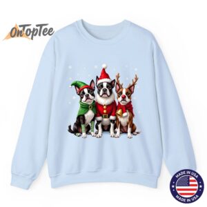 Funny Boston Terrier Christmas Sweatshirt with Santa Reindeer Elf 3 Funny Boston Terrier Christmas Sweatshirt with Santa Reindeer Elf 04