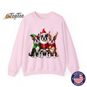Funny Boston Terrier Christmas Sweatshirt with Santa Reindeer Elf 4 Funny Boston Terrier Christmas Sweatshirt with Santa Reindeer Elf 05