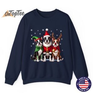Funny Boston Terrier Christmas Sweatshirt with Santa Reindeer Elf 5 Funny Boston Terrier Christmas Sweatshirt with Santa Reindeer Elf 06
