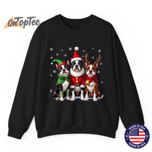 Funny Boston Terrier Christmas Sweatshirt with Santa Reindeer Elf 6 Funny Boston Terrier Christmas Sweatshirt with Santa Reindeer Elf 07