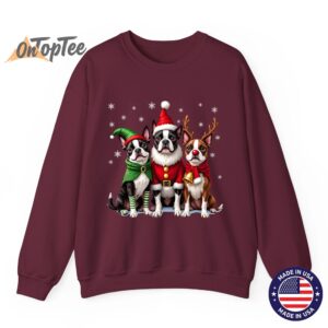 Funny Boston Terrier Christmas Sweatshirt with Santa Reindeer Elf 7 Funny Boston Terrier Christmas Sweatshirt with Santa Reindeer Elf 08