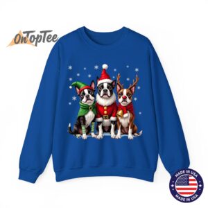 Funny Boston Terrier Christmas Sweatshirt with Santa Reindeer Elf 9 Funny Boston Terrier Christmas Sweatshirt with Santa Reindeer Elf 10
