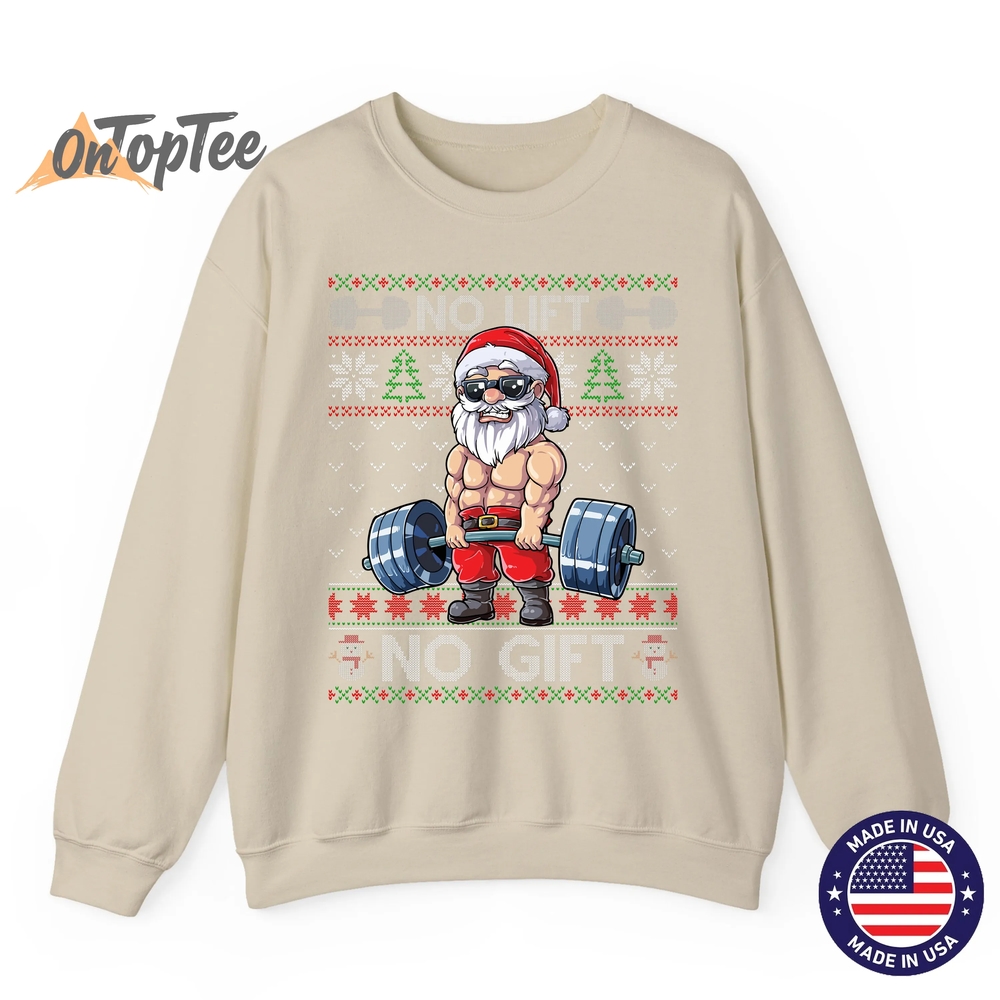 Funny Christmas Sweatshirt – Muscle Santa Lifting Ugly Funny Christmas Sweatshirt – Muscle Santa Lifting Ugly