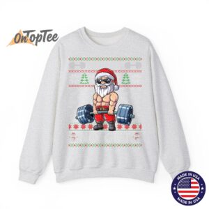 Funny Christmas Sweatshirt - Muscle Santa Lifting Ugly 1 Funny Christmas Sweatshirt Muscle Santa Lifting Ugly 02