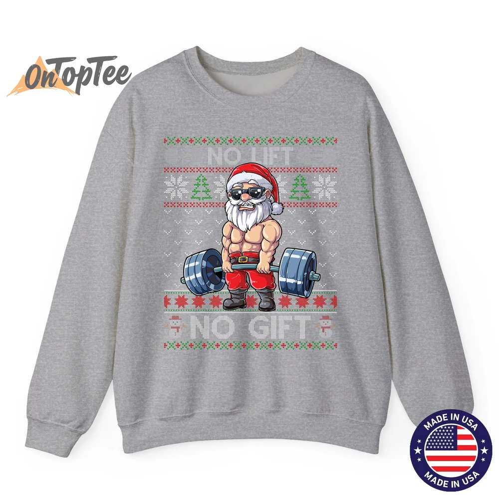 Funny Christmas Sweatshirt – Muscle Santa Lifting Ugly Funny Christmas Sweatshirt – Muscle Santa Lifting Ugly