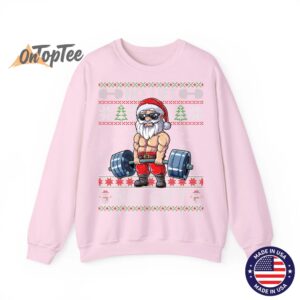 Funny Christmas Sweatshirt - Muscle Santa Lifting Ugly 4 Funny Christmas Sweatshirt Muscle Santa Lifting Ugly 05