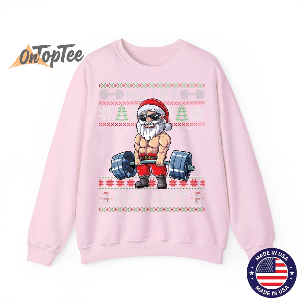 Funny Christmas Sweatshirt – Muscle Santa Lifting Ugly Funny Christmas Sweatshirt – Muscle Santa Lifting Ugly