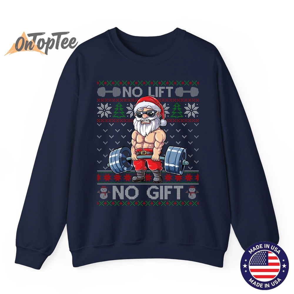 Funny Christmas Sweatshirt – Muscle Santa Lifting Ugly Funny Christmas Sweatshirt – Muscle Santa Lifting Ugly