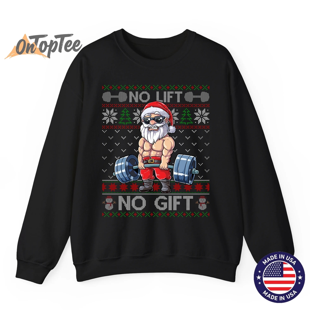 Funny Christmas Sweatshirt – Muscle Santa Lifting Ugly Funny Christmas Sweatshirt – Muscle Santa Lifting Ugly
