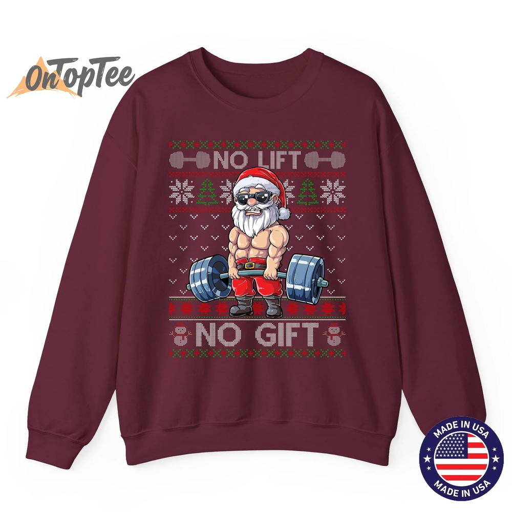 Funny Christmas Sweatshirt – Muscle Santa Lifting Ugly Funny Christmas Sweatshirt – Muscle Santa Lifting Ugly