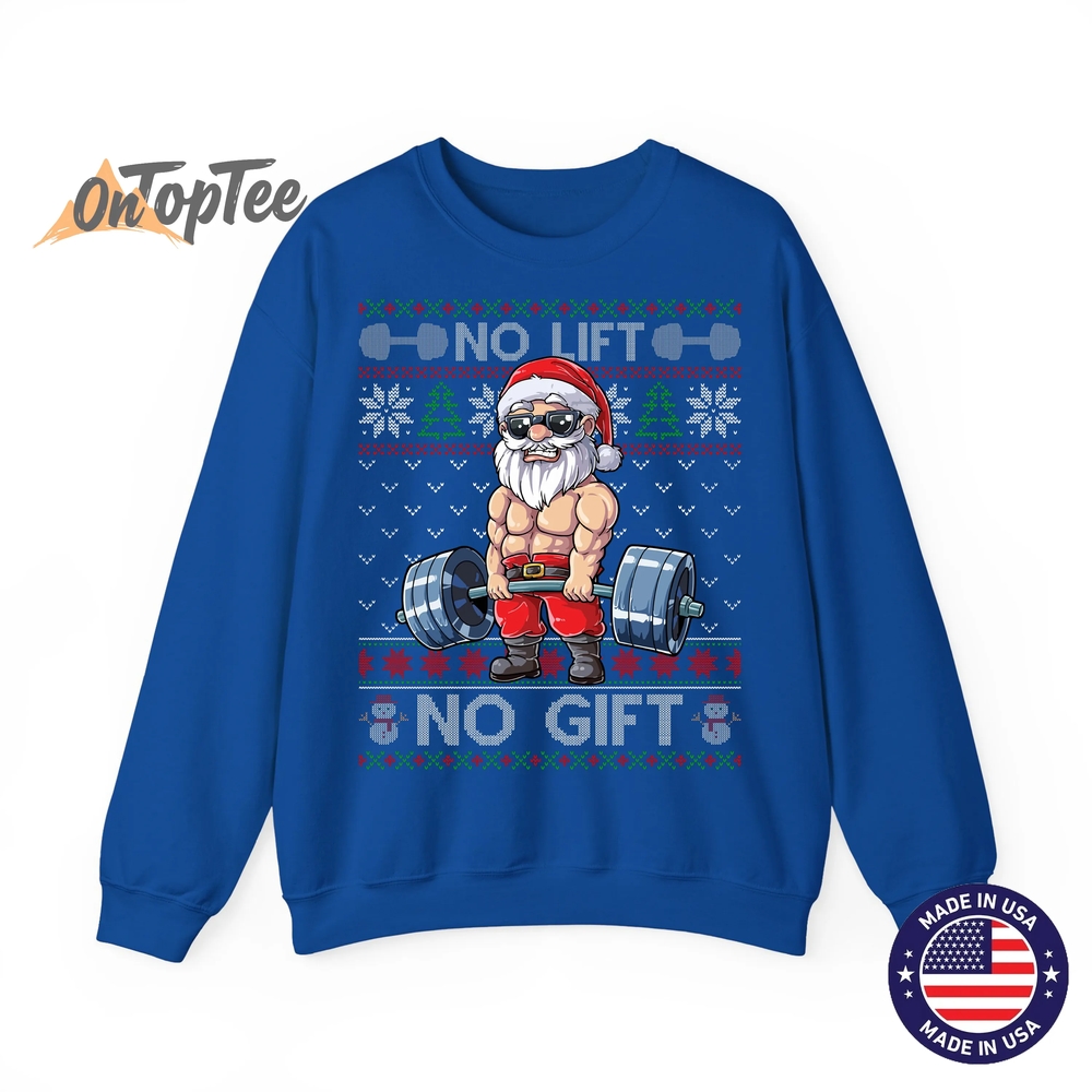 Funny Christmas Sweatshirt – Muscle Santa Lifting Ugly Funny Christmas Sweatshirt – Muscle Santa Lifting Ugly