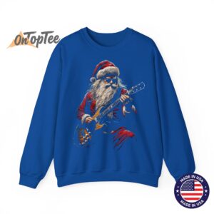 Funny Christmas Sweatshirt Rock Guitar Santa Claus Design 10