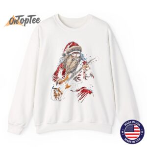 Funny Christmas Sweatshirt Rock Guitar Santa Claus Design 11
