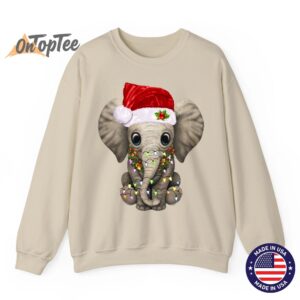 Funny Cute Elephant Lover Christmas Light Sweatshirt