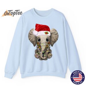 Funny Cute Elephant Lover Christmas Light Sweatshirt 04