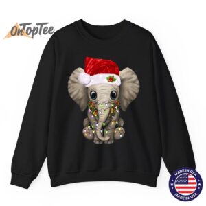 Funny Cute Elephant Lover Christmas Light Sweatshirt 07