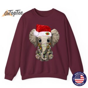 Funny Cute Elephant Lover Christmas Light Sweatshirt 08