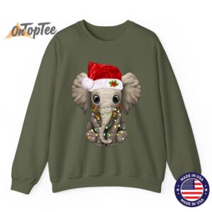 Funny Cute Elephant Lover Christmas Light Sweatshirt 09