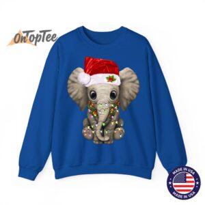 Funny Cute Elephant Lover Christmas Light Sweatshirt 10