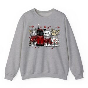 Funny Girls Cat Valentine s Day Women Valentine Kitten Lover Sweatshirt 05