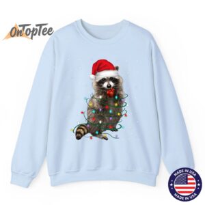 Funny Raccoon Lover Christmas Tree Sweatshirt with Lights 04
