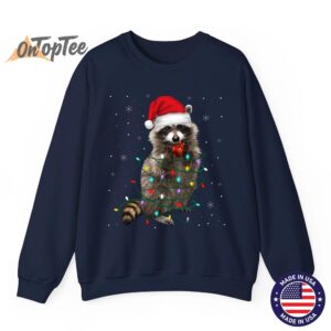 Funny Raccoon Lover Christmas Tree Sweatshirt with Lights 06