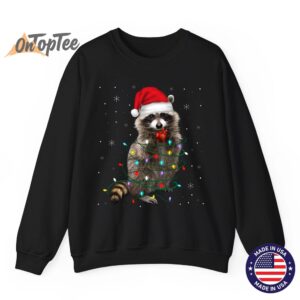 Funny Raccoon Lover Christmas Tree Sweatshirt with Lights 07