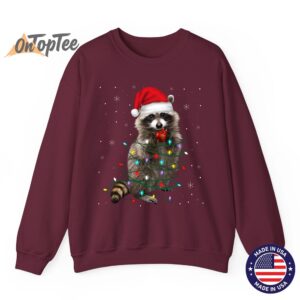 Funny Raccoon Lover Christmas Tree Sweatshirt with Lights 08