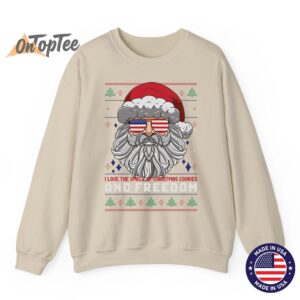 Funny Santa American Flag Freedom Patriotic Merry Christmas Sweatshirt