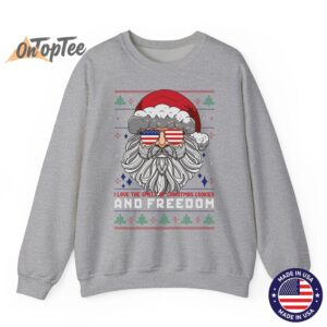 Funny Santa American Flag Freedom Patriotic Merry Christmas Sweatshirt 03