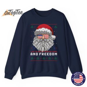 Funny Santa American Flag Freedom Patriotic Merry Christmas Sweatshirt 06