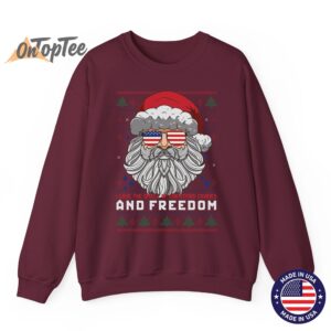Funny Santa American Flag Freedom Patriotic Merry Christmas Sweatshirt 08